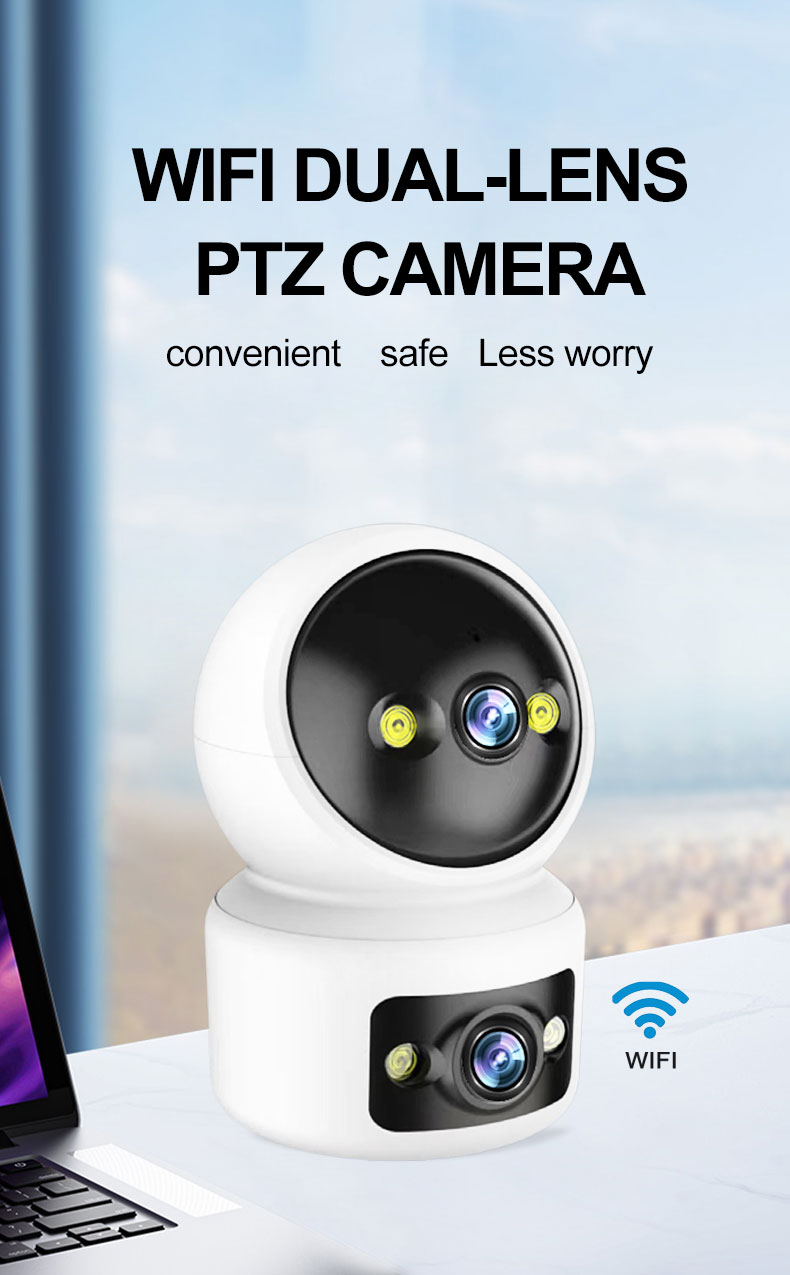 Wireless smart HD WIFI dual lens binocular gun ball linkage two-way voice humanoid detection monitoring shaking head machine